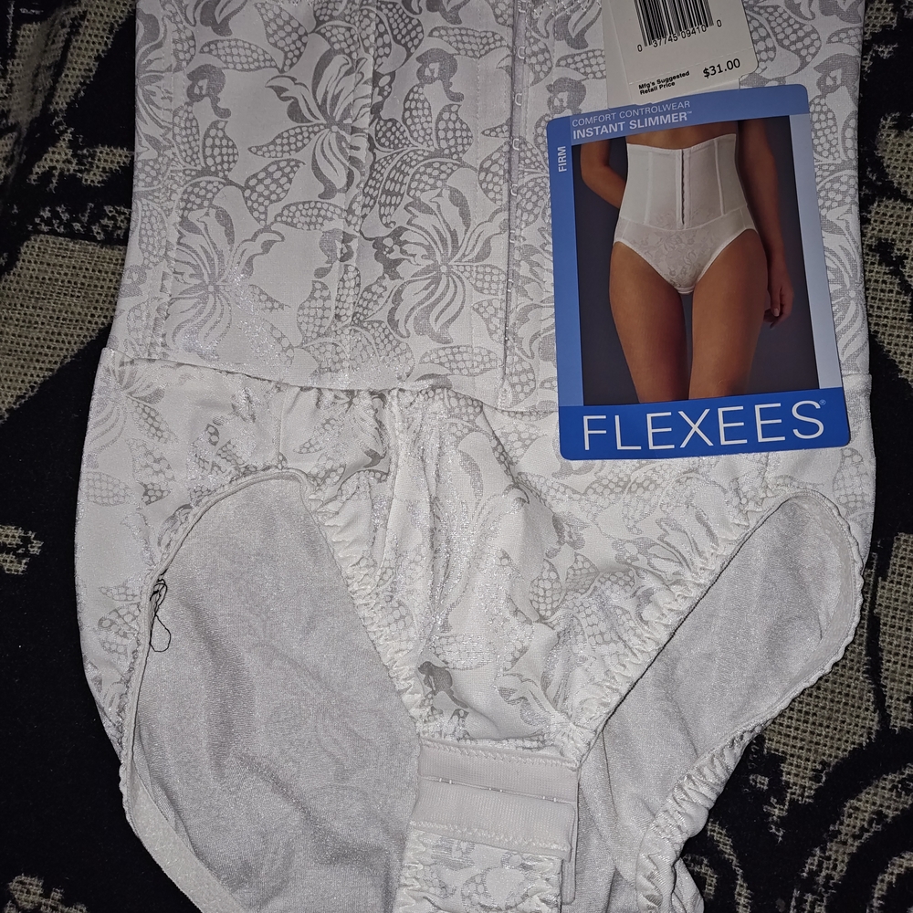 Flexees Women's White Floral Shapewear Bodysuit